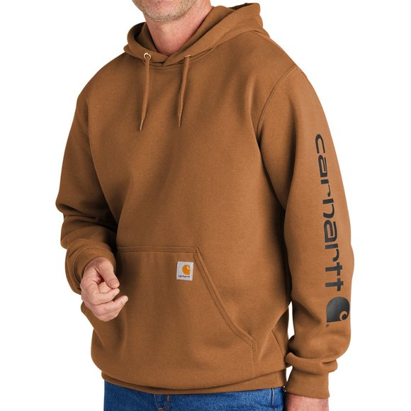 (NWT) Carhartt Mens Hooded Sweatshirt Sleeve Logo Midweight Hoodie Brown - Picture 5 of 6